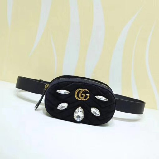 GUCCI 'Marmont' Belt Bag. Original Quality Bag including gift box, care book, dust bag, authenticity card. Part of the GG Marmont line, the belt bag was presented for the first time by Alessandro Michele in the Pre-Fall 2017 collection. It has a sportswear-inspired rounded shape with a leather belt which is designed so the bag can be worn high on the waist. It features the recognizable Double G detail-an archival play on the Running G. | CRIS&COCO Authentic Quality bags and Accessories