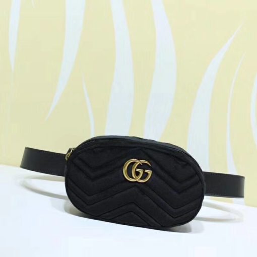 GUCCI 'Marmont' Belt Bag. Original Quality Bag including gift box, care book, dust bag, authenticity card. Part of the GG Marmont line, the belt bag was presented for the first time by Alessandro Michele in the Pre-Fall 2017 collection. It has a sportswear-inspired rounded shape with a leather belt which is designed so the bag can be worn high on the waist. It features the recognizable Double G detail-an archival play on the Running G. | CRIS&COCO Authentic Quality bags and Accessories