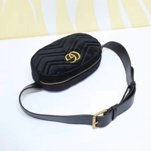 GUCCI 'Marmont' Belt Bag. Original Quality Bag including gift box, care book, dust bag, authenticity card. Part of the GG Marmont line, the belt bag was presented for the first time by Alessandro Michele in the Pre-Fall 2017 collection. It has a sportswear-inspired rounded shape with a leather belt which is designed so the bag can be worn high on the waist. It features the recognizable Double G detail-an archival play on the Running G. | CRIS&COCO Authentic Quality bags and Accessories