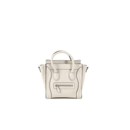 CELINE Luggage Nano. Original Quality Bag including gift box, care book, dust bag, authenticity card.  Nano luggage bag in calfskin with leather handles, a removable shoulder strap, and a zip closure. The bag has a zipped outer pocket on the front. | CRIS&COCO Authentic Quality bags and Accessories