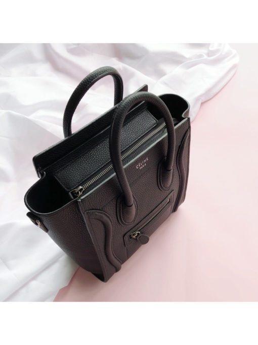 CELINE Luggage Nano. Original Quality Bag including gift box, care book, dust bag, authenticity card.  Nano luggage bag in calfskin with leather handles, a removable shoulder strap, and a zip closure. The bag has a zipped outer pocket on the front. | CRIS&COCO Authentic Quality bags and Accessories