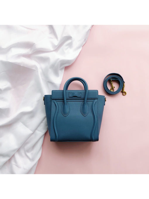 CELINE Luggage Nano. Original Quality Bag including gift box, care book, dust bag, authenticity card.  Nano luggage bag in calfskin with leather handles, a removable shoulder strap, and a zip closure. The bag has a zipped outer pocket on the front. | CRIS&COCO Authentic Quality bags and Accessories