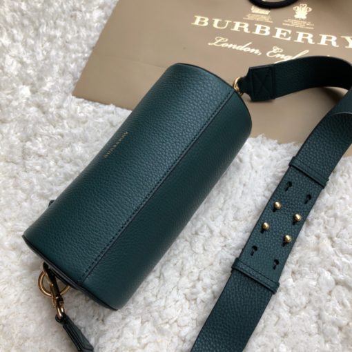 BURBERRY The Leather Barrel Bag. Original Quality Bag including gift box, care book, dust bag, authenticity card. A cylindrical micro bag in block-color leather. Use the military-inspired belt strap to carry it crossbody or on the shoulder. | CRIS&COCO Authentic Quality Designer Bag and Luxury Accessories