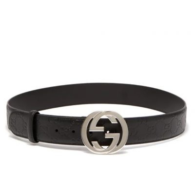 GUCCI Signature GG Logo Leather Belt. Original Quality GUCCI Signature GG Logo Leather Belt including gift box, care book, dust bag, authenticity card. Gucci’s leather Signature belt is subtly patterned with the debossed rhombus motif from the house’s archives. It features a metal-tone metal GG logo plaque and is finished with smooth hand-lacquered edges.| Cris and Coco. Best Quality Designer Bags and Luxury Accessories