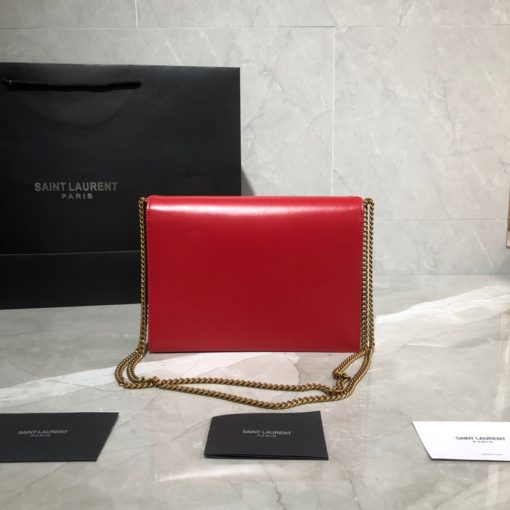 SAINT LAURENT Cassandra Monogram Chain Bag. Original Quality Bag including gift box, literature, dust bag, authenticity card. This Cassandra shoulder bag is a masterclass in refined elegance. Crafted in calf leather, it's punctuated with metal-tone hardware including purse feet to keep it in pristine condition. Whether you wear it over one shoulder or carried in-hand is up to you. | Cris and Coco Authentic Quality Luxury Bags and Accessories