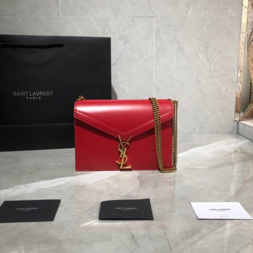 SAINT LAURENT Cassandra Monogram Chain Bag. Original Quality Bag including gift box, literature, dust bag, authenticity card. This Cassandra shoulder bag is a masterclass in refined elegance. Crafted in calf leather, it's punctuated with metal-tone hardware including purse feet to keep it in pristine condition. Whether you wear it over one shoulder or carried in-hand is up to you. | Cris and Coco Authentic Quality Luxury Bags and Accessories