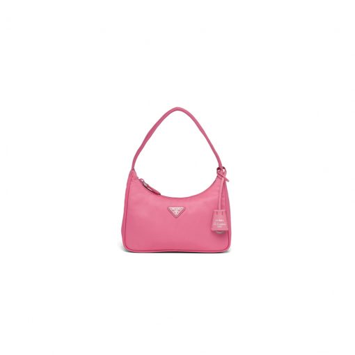 PRADA Re-Edition 2000 Nylon Mini Hobo. High-End Bag including gift box, dust bag, literature, and authenticity card. Practical and feminine, the nylon mini bag is decorated with iconic Saffiano leather trim. It features a contemporary mix of materials. | CRIS and Coco High-End Luxury Accessories