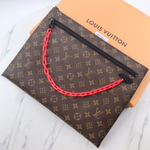 Virgil Abloh x LOUIS VUITTON Monogram Pochette Men's Bag. Original Quality Bag including gift box, care book, dust bag, authenticity card. Virgil Abloh can do it all. His handbags and accessories are a union of luxury and street: staple items turn holographic, miniature trunks can be worn as purses, and duffle bags are even transparent. Still featuring the signature LV monogram, a splash of Virgil can’t go unnoticed in the collection’s orange chain accents. | Cris and Coco Original Quality High-End Luxury Accessories