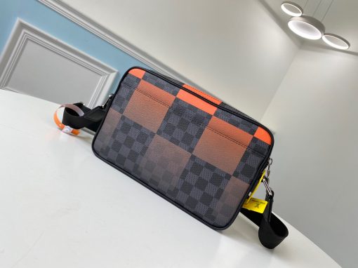 LOUIS VUITTON Alpha Messenger. Original Quality Bag including gift box, care book, dust bag, authenticity card. Compact and stylish, the Alpha Messenger is the modern way to keep personal items close at hand. This new version features a fresh take on Louis Vuitton’s iconic Damier Graphite pattern, a “Giant” variation in graduated shades of bold, colorful orange. And with its comfortable strap, it’s a breeze to carry. | CRIS&COCO Authentic Quality Designer Bags and Luxury Accessories