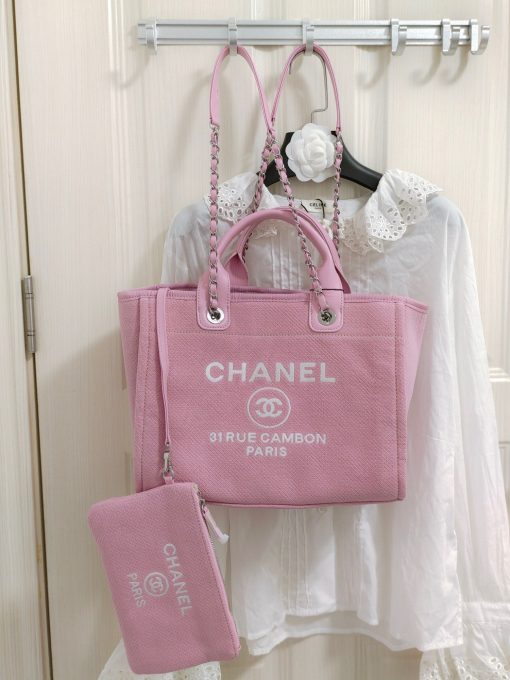 CHANEL Maxi Small Shopping Bag. Original Quality Bag including gift box, care book, dust bag, authenticity card. Luxuriously stylish and chic, this Chanel bag can carry all your essentials and other shopping items. This one is attention grabbing due to its large size and uniquely fun style. The logo comes in white lettering, proudly displaying that it’s a Chanel bag. The interwoven chained shoulder straps and the handles are two practical things you shouldn’t dare miss. Yes, it means you can carry it by the hand or over the shoulder. And just like your high-fashion denim jeans, this new oversized bag is made from denim, which means its durable, strong and easy to maintain. | CRIS&COCO Authentic Quality Designer Bag and Luxury Accessories