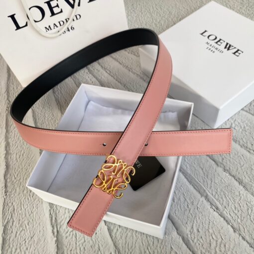 LOEWE Anagram Belt. Original Quality Belt including gift box, care book, dust bag, authenticity card. This belt is crafted in smooth calfskin with a LOEWE Anagram buckle. The label’s now-iconic Anagram – rendered in gleaming golden/silver/black tone metal – takes no lesser pride of place, though. Originally designed in 1970 in homage to the label’s founder and refreshed when Jw Anderson took over the reins, it’s an icon that points to the past and future at once.  | CRIS&COCO Authentic Quality Designer Bag and Luxury Accessories