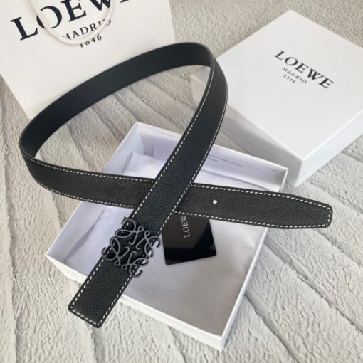 LOEWE Anagram Belt. Original Quality Belt including gift box, care book, dust bag, authenticity card. This belt is crafted in smooth calfskin with a LOEWE Anagram buckle. The label’s now-iconic Anagram – rendered in gleaming golden/silver/black tone metal – takes no lesser pride of place, though. Originally designed in 1970 in homage to the label’s founder and refreshed when Jw Anderson took over the reins, it’s an icon that points to the past and future at once.  | CRIS&COCO Authentic Quality Designer Bag and Luxury Accessories