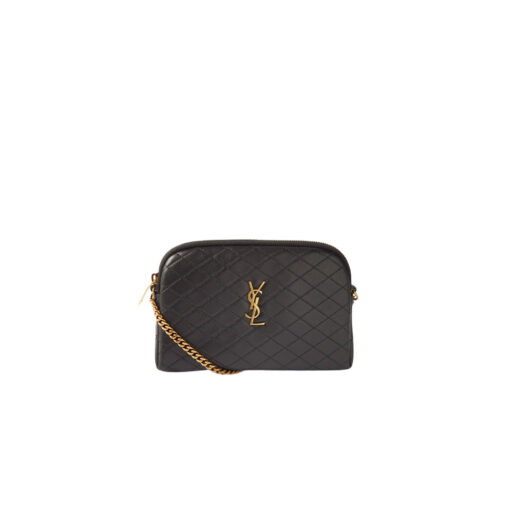 SAINT LAURENT Gaby Chain Pouch. Original Quality Bag including gift box, care book, dust bag, authenticity card. Crafted from lambskin leather this Gaby zipped pouch decorated with the Cassandre and Carré-quilted overstitching. | CRIS&COCO Authentic Quality Designer Bag and Luxury Accessories