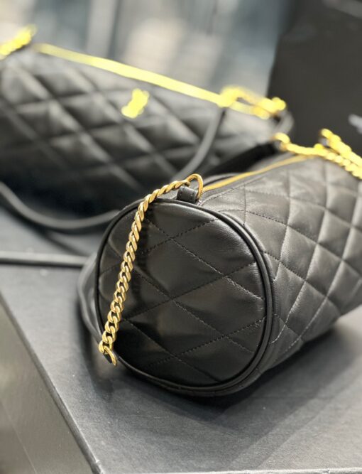 SAINT LAURENT Sade Tube Bag. Original Quality Bag including gift box, care book, dust bag, authenticity card. Saint Laurent "Sade" shoulder bag in quilted lambskin leather. Features YSL logo lettering on front Chain/leather shoulder strap, zip top closure Interior, one slip pocket. | CRIS&COCO Authentic Quality Designer Bags and Luxury Accessories