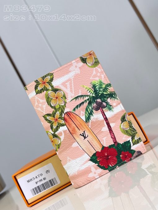 LOUIS VUITTON Passport Cover: Jet-Set in Style. Elevate your travel game with the Passport Cover in Monogram Surfin’ coated canvas, featuring a vibrant tropical print that brings a touch of summer to every journey. With intricate, colorful motifs, this stylish accessory is more than just a passport holder—its four card slots and two open pockets make it perfect for carrying your essentials in one chic place. Travel has never looked this good!