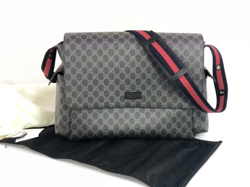 GUCCI GG Supreme Baby Changing Bag. Authentic quality luxury bag crafted in genuine leather comes with authenticity card, dust bag and gift bag. Embark on a Galactic Adventure! Introducing a beautifully designed baby changing bag made from luxurious Supreme canvas, featuring an enchanting print inspired by outer space. This mesmerizing theme has consistently captivated Gucci's artistic vision across its collections. Adorned with spaceships, stars, and captivating imagery from the galaxy, this exceptional diaper bag stands out against the iconic monogram pattern of the House. The allure of outer space continuously inspires Gucci's latest collections, reflecting a delightful and imaginative spirit.