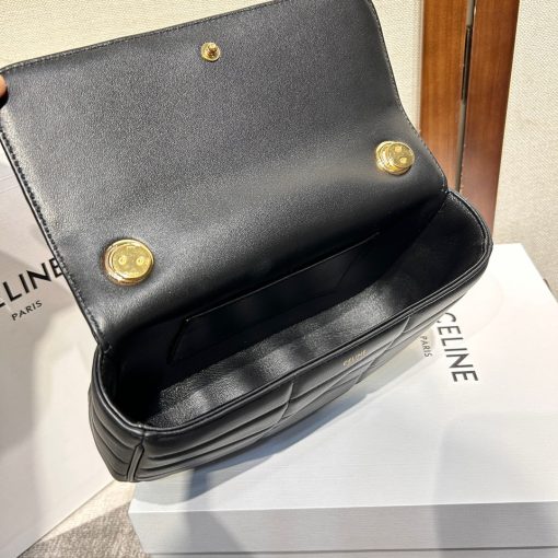 CELINE Matelasse Monochrome Chain Shoulder Bag. Authentic quality luxury bag crafted in genuine leather comes with authenticity card, dust bag and gift bag. Elevate your style with the chic versatility. This stunning shoulder bag features a beautiful graphic goatskin quilting and the monochrome Celine logo in metal lettering. It is further enhanced with an oversized chain strap, allowing for versatile wearing options, including wearing it cross-body.