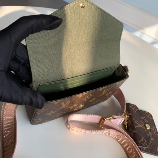 LOUIS VUITTON Multi Pochette Félicie Strap & Go. Authentic quality luxury bag crafted in genuine leather comes with authenticity card, dust bag and gift bag. Unleash Your Style and Versatility. Drawing inspiration from the incredibly versatile Félicie Pochette, the Félicie Strap & Go is crafted in the iconic Monogram canvas, elevating its style and offering a plethora of possibilities. The primary compartment effortlessly accommodates your everyday essentials, such as your smartphone, ensuring they are always within reach. Additionally, a detachable mini-pouch, perfectly tailored for keeping your transport or contactless card secure, beautifully complements the intricately designed jacquard strap. With the added benefit of adjustable straps, this elegant accessory allows for a wide range of carrying options.