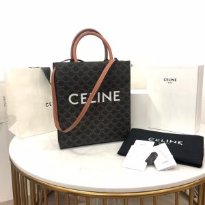 CELINE Vertical Cabas Tote in Triomphe Canvas and Calfskin. Authentic quality luxury bag crafted in genuine leather comes with authenticity card, dust bag and gift bag. A Collection of Timeless Elegance and Unyielding Style. Initially, the Triomphe bag faced indifference, but it is now gathering momentum and acclaim. The journey began with the CELINE Triomphe bag, a splendid creation honoring the iconic Arc de Triomphe. A new chapter unfolds as CELINE unveils a comprehensive range of the Triomphe line, which encompasses a tote bag, bucket bag, camera bag, drawstring bag, and a Boston bag. Crafted with Triomphe canvas and adorned with refined calfskin trimming, each style exudes an extraordinary allure. - KRIS + KIKO CELINE Vertical Cabas Tote in Triomphe Canvas and Calfskin. Authentic quality luxury bag crafted in genuine leather comes with authenticity card, dust bag and gift bag. A Collection of Timeless Elegance and Unyielding Style. Initially, the Triomphe bag faced indifference, but it is now gathering momentum and acclaim. The journey began with the CELINE Triomphe bag, a splendid creation honoring the iconic Arc de Triomphe. A new chapter unfolds as CELINE unveils a comprehensive range of the Triomphe line, which encompasses a tote bag, bucket bag, camera bag, drawstring bag, and a Boston bag. Crafted with Triomphe canvas and adorned with refined calfskin trimming, each style exudes an extraordinary allure.