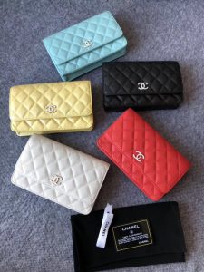 CHANEL Classic Wallet on Chain. Authentic quality luxury bag crafted in genuine leather comes with authenticity card, dust bag and gift bag. Elevate your elegance with the timeless allure of a Chanel bag. A Chanel bag is a true symbol of timeless sophistication and grace, effortlessly elevating any ensemble. Exemplifying this essence is the exquisite caviar leather flap wallet on chain, celebrating the brand's iconic elegance. Adorned with a mesmerizing diamond quilted pattern, complimented by opulent metal-tone hardware, and secured by a chic foldover top with a CC turn-lock fastening, this piece exudes nothing short of refinement. With its thoughtfully designed interior, including an internal zipped pocket, slip pocket, and logo stamp, as well as the added convenience of a back slip pocket, this wallet on chain seamlessly blends both style and practicality. The tasteful tortoiseshell details serve as an impeccable finishing touch, emanating an allure that is truly captivating. - KRIS + KIKO CHANEL Classic Wallet on Chain. Authentic Quality Wallet, including gift box, literature, dust bag, authenticity card. Classic and elegant, a Chanel bag is a fashion statement to your outfit, as seen in this caviar leather flap wallet on chain. Featuring a diamond quilted finish, metal-tone hardware, a foldover top, an internal zipped pocket, an internal slip pocket, an internal logo stamp, a back slip pocket, tortoiseshell details, and a CC turn-lock fastening.