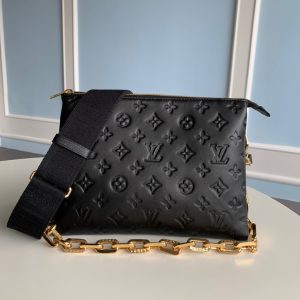 LOUIS VUITTON Coussin PM Bag. Authentic quality luxury bag crafted in genuine leather comes with authenticity card, dust bag and gift bag. Effortless Style Meets Luxury. Undoubtedly, the LOUIS VUITTON Le Coussin has established itself as the must-have bag of the season within the fashion industry. Introduced as a part of their Spring/Summer 2021 collection, this remarkable bag has already garnered attention and found its way into the hands of fashion-savvy individuals, influencers, and trendsetting celebrities. The French term "Coussin," meaning cushion, perfectly encapsulates the essence of this bag, crafted from luxurious and pliable puffy leather adorned with the iconic LV monogram pattern. It offers the versatility of being worn cross-body with the accompanying strap, wielded as a chain baguette, or elegantly cradled under the arm. Effortlessly enhancing even the simplest ensembles, the pillow-like Coussin bag exudes an inherent, forward-looking allure, making a statement in the world of fashion. - KRIS + KIKO LOUS VUITTON Coussin PM Handbag. There’s no doubt that the Louis Vuitton Le Coussin is the fashion house’s it-bag of the season. Launched as part of their Spring / Summer 2021 collection, this striking bag is already making heads turn and has quickly landed on the arms of fashionistas, influencers and trend-setting celebrities. French for the word cushion, the Coussin is made from soft and supple puffy leather that is embossed with the LV monogram pattern. It can be worn cross-body with the strap, as a chain baguette, or comfortably carried under the arm. The pillow-like bag brings style to the most simple look, giving it an effortless fashion-forward allure.