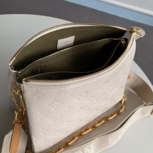 LOUIS VUITTON Coussin PM Bag. Authentic quality luxury bag crafted in genuine leather comes with authenticity card, dust bag and gift bag. Effortless Style Meets Luxury. Undoubtedly, the LOUIS VUITTON Le Coussin has established itself as the must-have bag of the season within the fashion industry. Introduced as a part of their Spring/Summer 2021 collection, this remarkable bag has already garnered attention and found its way into the hands of fashion-savvy individuals, influencers, and trendsetting celebrities. The French term "Coussin," meaning cushion, perfectly encapsulates the essence of this bag, crafted from luxurious and pliable puffy leather adorned with the iconic LV monogram pattern. It offers the versatility of being worn cross-body with the accompanying strap, wielded as a chain baguette, or elegantly cradled under the arm. Effortlessly enhancing even the simplest ensembles, the pillow-like Coussin bag exudes an inherent, forward-looking allure, making a statement in the world of fashion. - KRIS + KIKO LOUS VUITTON Coussin PM Handbag. There’s no doubt that the Louis Vuitton Le Coussin is the fashion house’s it-bag of the season. Launched as part of their Spring / Summer 2021 collection, this striking bag is already making heads turn and has quickly landed on the arms of fashionistas, influencers and trend-setting celebrities. French for the word cushion, the Coussin is made from soft and supple puffy leather that is embossed with the LV monogram pattern. It can be worn cross-body with the strap, as a chain baguette, or comfortably carried under the arm. The pillow-like bag brings style to the most simple look, giving it an effortless fashion-forward allure.