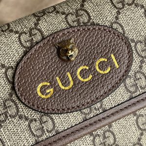 GUCCI Neo Vintage GG Supreme Belt Bag. Authentic quality luxury bag crafted in genuine leather comes with authenticity card, dust bag and gift bag. Retro charm, sustainable grace. The GG Supreme belt bag exudes a tasteful vintage charm, showcasing a design that draws inspiration from the past. Constructed with genuine leather accents, this exquisite piece is designed to be comfortably worn around the waist, fastened securely with a stylish Web strap and buckle closure. Crafted from environmentally conscious beige/ebony GG Supreme canvas and adorned with brown leather trims, this bag exemplifies both style and sustainability. It proudly displays the iconic green and red Web detailing, embodying the unmistakable Gucci essence. Additionally, it features an oval-shaped Gucci leather tag adorned with a captivating feline head emblem. The adjustable nylon Web belt offers flexibility and convenience, guaranteed by a sturdy plastic buckle closure. - KRIS + KIKO GUCCI Neo Vintage GG Supreme belt bag. The belt bag in GG Supreme has a retro-influenced design. Trimmed with leather, the style is meant to be worn around the waist, securing with a Web strap and buckle closure. Beige/ebony GG Supreme canvas, a material with low environmental impact, with brown leather trims. Green and red Web. Oval Gucci leather tag with a feline head. Adjustable nylon Web belt with plastic buckle closure.