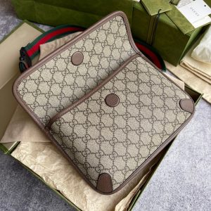 GUCCI Neo Vintage GG Supreme Belt Bag. Authentic quality luxury bag crafted in genuine leather comes with authenticity card, dust bag and gift bag. Retro charm, sustainable grace. The GG Supreme belt bag exudes a tasteful vintage charm, showcasing a design that draws inspiration from the past. Constructed with genuine leather accents, this exquisite piece is designed to be comfortably worn around the waist, fastened securely with a stylish Web strap and buckle closure. Crafted from environmentally conscious beige/ebony GG Supreme canvas and adorned with brown leather trims, this bag exemplifies both style and sustainability. It proudly displays the iconic green and red Web detailing, embodying the unmistakable Gucci essence. Additionally, it features an oval-shaped Gucci leather tag adorned with a captivating feline head emblem. The adjustable nylon Web belt offers flexibility and convenience, guaranteed by a sturdy plastic buckle closure. - KRIS + KIKO GUCCI Neo Vintage GG Supreme belt bag. The belt bag in GG Supreme has a retro-influenced design. Trimmed with leather, the style is meant to be worn around the waist, securing with a Web strap and buckle closure. Beige/ebony GG Supreme canvas, a material with low environmental impact, with brown leather trims. Green and red Web. Oval Gucci leather tag with a feline head. Adjustable nylon Web belt with plastic buckle closure.