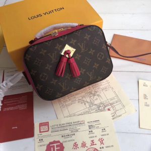 LOUIS VUITTON Saintonge Monogram Canvas Crossbody Bag. Authentic quality luxury bag crafted in genuine leather comes with authenticity card, dust bag and gift bag. Unleash Your Youthful Style. The Saintonge, a stylishly compact bag, harmoniously blends the iconic Monogram canvas with smooth calfskin, radiating a youthful energy. Enhanced by the luxurious leather, the design exudes a striking contrast and amplified volume, while the delightful tassels add a playful element. Offering versatility, the bag can be worn elegantly by its top handle or effortlessly transformed into a crossbody or shoulder bag with the included long strap. - KRIS + KIKO LOUIS VUITTON Saintonge Monogram Canvas Crossbody Bag. Original Quality Bag. Authentic calf leather trim and monogram coated canvas. Gold-toned Hardware. LOUIS VUITTON Sales Box and Dust Bag. Booklet, Authenticity Card, Payment Slip. Monogram canvas and smooth calfskin combine in the Saintonge, a compact bag with a youthful vibe. The leather lends contrast and volume to the design, and the tassels are a playful touch. With its top handle and long strap, the bag can be worn with top handle or as crossbody and shoulder bag.
