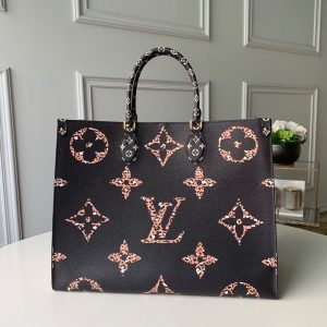 LOUIS VUITTON Onthego Monogram Tote Bag. Authentic quality luxury bag crafted in genuine leather comes with authenticity card, dust bag and gift bag. Style Meets Versatility. The precisely named Onthego tote bag effortlessly accompanies you for shopping, work, or a weekend getaway. Its spacious interior paired with the striking combination of an oversized Monogram pattern and Mini Monogram trim makes a bold fashion statement. The bag's Articulated Toron handles and two shoulder straps guarantee a comfortably stylish carry throughout the day. - KRIS + KIKO High quality designer bag and authentic luxury Accessories