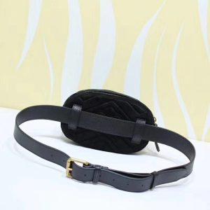 GUCCI 'Marmont' Belt Bag. Authentic quality luxury bag crafted in genuine leather comes with authenticity card, dust bag and gift bag. Heritage meets modern elegance. Introduced in Alessandro Michele's Pre-Fall 2017 collection, the belt bag is a captivating addition to the renowned GG Marmont line. Exhibiting a harmonious blend of sportswear influence and contemporary design, this accessory showcases an elegantly rounded silhouette, accompanied by a leather belt thoughtfully crafted to enable a stylish high-waisted wear. Notably, it proudly flaunts the iconic Double G embellishment, a delightful homage to the vintage Running G emblem. - KRIS + KIKO GUCCI 'Marmont' Belt Bag. Original Quality Bag including gift box, care book, dust bag, authenticity card. Part of the GG Marmont line, the belt bag was presented for the first time by Alessandro Michele in the Pre-Fall 2017 collection. It has a sportswear-inspired rounded shape with a leather belt which is designed so the bag can be worn high on the waist. It features the recognizable Double G detail-an archival play on the Running G.