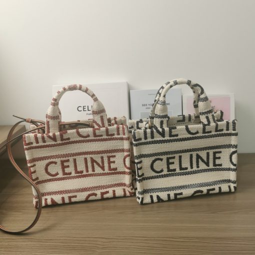 CELINE Small Cabas Thais In Textile. Authentic quality luxury bag crafted in genuine leather comes with authenticity card, dust bag and gift bag.  Elevate your ensemble with 'All Over' - the Celine print that exudes timeless charm and bold elegance. We are thrilled to present a delightful addition to the Celine collection - the stunning 'All Over' print. These exquisite bags boast the iconic house's logo, elegantly embellished all over their surface. Meticulously crafted from a harmonious blend of high-quality textile and supple calfskin, these bags exemplify the epitome of style and sophistication.
