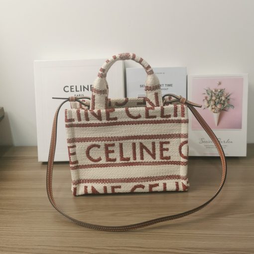 CELINE Small Cabas Thais In Textile. Original Quality Bag including gift box, care book, dust bag, authenticity card. Introducing a new Celine print, called ‘All Over’. These bags are adorned with the house’s logo all over the bag. They’re partly crafted from textile and calfskin.