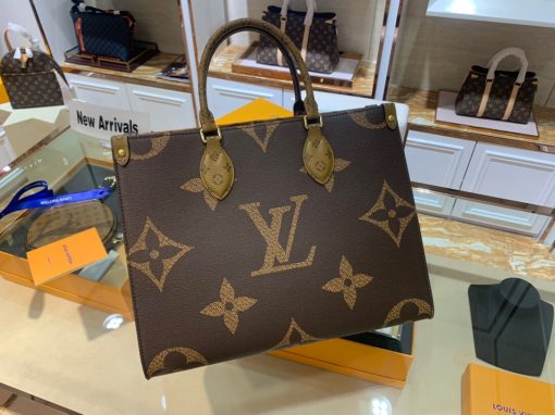 LOUIS VUITTON Onthego MM. Authentic quality luxury bag crafted in genuine leather comes with authenticity card, dust bag and gift bag. Unleashing the Power of Style and Convenience. Introducing the remarkable Onthego MM - a true epitome of efficiency, designed to effortlessly accommodate the needs of a busy woman, whether it be for work or shopping. With its capacious interior, it ensures ample space for all her essentials. The bag boasts a timeless combination of classic Monogram canvas on one side and Monogram Reverse on the other, essentially granting the luxury of owning two exquisite bags in one. Its twin Toron top handles along with two adjustable shoulder straps allow for various carrying styles, providing unprecedented versatility.