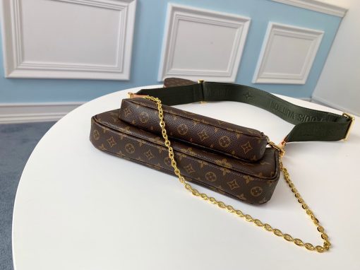 LOUIS VUITTON Monogram Multi Pochette Accessories. Authentic quality luxury bag crafted in genuine leather comes with authenticity card, dust bag and gift bag. The epitome of elegance and versatility. Introducing the trendiest accessory of the season - the LV Monogram Multi Pochette. This remarkable bag showcases a delightful fusion of different-sized Pochettes, enveloped in the iconic LV monogram canvas leather. With a touch of sophistication, the Pochette Accessoires, Mini Pochette Accessoires, and round coin purse accompany this exquisite creation, complete with a detachable Khaki strap beautifully embossed with the LOUIS VUITTON insignia and an elegant gold-tone chain.