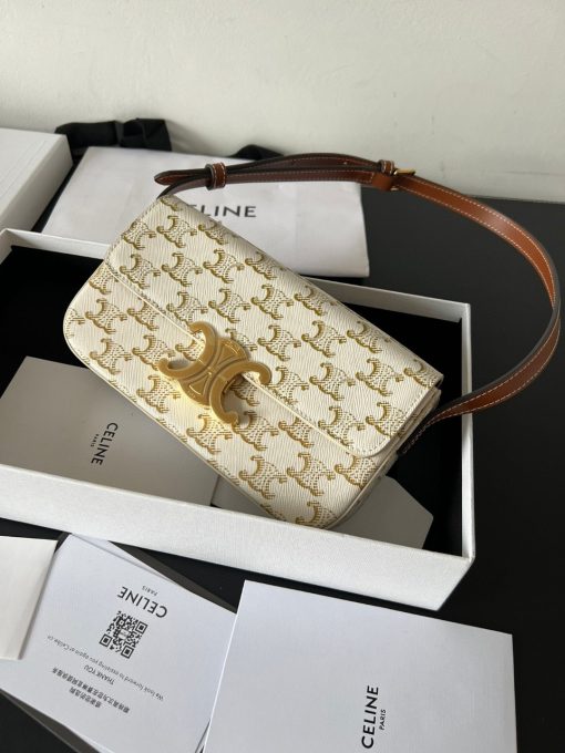 CELINE Claude Shoulder Bag. Authentic quality luxury bag crafted in genuine leather comes with authenticity card, dust bag and gift bag. Embrace EleganceElegance Unveiled: Embrace Timeless Luxury Every Day. The bag boasts a beautifully minimalist design, with the spotlight shining on its exquisite leather craftsmanship. Its center is adorned with the elegant Triomphe Metallic Closure in gleaming gold hardware, where the iconic double C symbolizes Celine's timeless style. Meticulously crafted from durable and robust calfskin leather, this versatile bag effortlessly transitions from special occasions to everyday wear, making it a chic and functional choice for any setting, including the workplace.