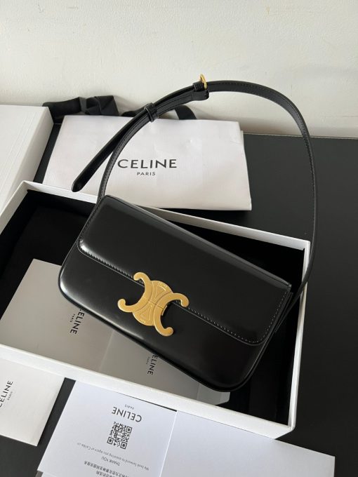 CELINE Claude Shoulder Bag. Authentic quality luxury bag crafted in genuine leather comes with authenticity card, dust bag and gift bag. Embrace EleganceElegance Unveiled: Embrace Timeless Luxury Every Day. The bag boasts a beautifully minimalist design, with the spotlight shining on its exquisite leather craftsmanship. Its center is adorned with the elegant Triomphe Metallic Closure in gleaming gold hardware, where the iconic double C symbolizes Celine's timeless style. Meticulously crafted from durable and robust calfskin leather, this versatile bag effortlessly transitions from special occasions to everyday wear, making it a chic and functional choice for any setting, including the workplace.
