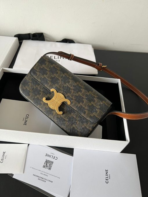 CELINE Claude Shoulder Bag. Authentic quality luxury bag crafted in genuine leather comes with authenticity card, dust bag and gift bag. Embrace EleganceElegance Unveiled: Embrace Timeless Luxury Every Day. The bag boasts a beautifully minimalist design, with the spotlight shining on its exquisite leather craftsmanship. Its center is adorned with the elegant Triomphe Metallic Closure in gleaming gold hardware, where the iconic double C symbolizes Celine's timeless style. Meticulously crafted from durable and robust calfskin leather, this versatile bag effortlessly transitions from special occasions to everyday wear, making it a chic and functional choice for any setting, including the workplace.