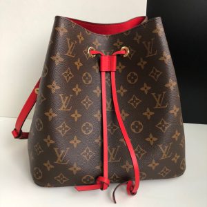 LOUIS VUITTON 'NéoNoé' Bucket Bag. Authentic quality luxury bag crafted in genuine leather comes with authenticity card, dust bag and gift bag. Effortlessly carrying the legacy of elegance and style. Originally created in 1932 for the sole purpose of carrying Champagne bottles, the Noé bag makes a fashionable comeback with a modern twist. Presenting the NéoNoé, a stunning bucket bag crafted from supple Monogram canvas adorned with vibrant calf-leather accents. Additionally, it features an adjustable strap that can be extended for a trendy cross-body carrying style. - KRIS + KIKO LOUIS VUITTON 'NéoNoé' Bucket Bag. Original Quality Bag including gift box, care book, dust bag, authenticity card. Designed in 1932 to transport bottles of Champagne, the Noé returns as the NéoNoé, an on-trend bucket bag in supple Monogram canvas with colorful calf-leather accents and an adjustable strap that lengthens for a modern, cross-body carry.