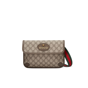 GUCCI Neo Vintage GG Supreme Belt Bag. Authentic quality luxury bag crafted in genuine leather comes with authenticity card, dust bag and gift bag. Retro charm, sustainable grace. The GG Supreme belt bag exudes a tasteful vintage charm, showcasing a design that draws inspiration from the past. Constructed with genuine leather accents, this exquisite piece is designed to be comfortably worn around the waist, fastened securely with a stylish Web strap and buckle closure. Crafted from environmentally conscious beige/ebony GG Supreme canvas and adorned with brown leather trims, this bag exemplifies both style and sustainability. It proudly displays the iconic green and red Web detailing, embodying the unmistakable Gucci essence. Additionally, it features an oval-shaped Gucci leather tag adorned with a captivating feline head emblem. The adjustable nylon Web belt offers flexibility and convenience, guaranteed by a sturdy plastic buckle closure. - KRIS + KIKO GUCCI Neo Vintage GG Supreme belt bag. The belt bag in GG Supreme has a retro-influenced design. Trimmed with leather, the style is meant to be worn around the waist, securing with a Web strap and buckle closure. Beige/ebony GG Supreme canvas, a material with low environmental impact, with brown leather trims. Green and red Web. Oval Gucci leather tag with a feline head. Adjustable nylon Web belt with plastic buckle closure.