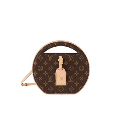 LOUIS VUITTON Around Me PM. Authentic quality luxury bag crafted in genuine leather comes with authenticity card, dust bag and gift bag. Elegance in Every Circle. Crafted from Monogram-coated canvas, the Around Me bag draws inspiration from the House’s LV Circle signature, an emblem featured on LOUIS VUITTON storefronts and advertising since the 1920s. Debuted at the Spring-Summer 2024 Show, this perfectly circular bag boasts integrated handles, offering a minimalistic yet elegant appeal. Its petite size adds a touch of charming style.