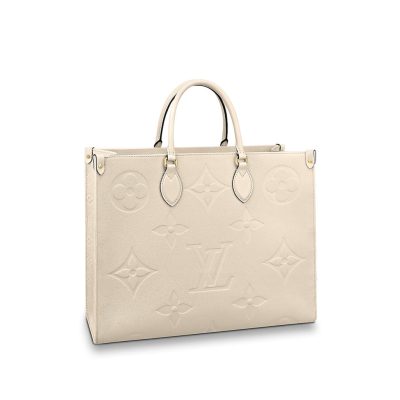 LOUIS VUITTON Onthego GM Monogram Empreinte Leather Tote. High-end quality bag including gift box, literature, dust bag, authenticity card. The stylishly oversized LV Onthego GM tote goes from workday to weekend without missing a beat. The bag’s square shape affords plenty of room for storing office files and a laptop. For the first time, this model is offered in Monogram Empreinte Giant, a supple embossed leather. Versatile, it can be carried by hand or worn over the shoulder on its two long straps.