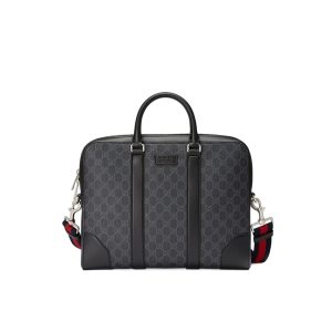 GUCCI GG Supreme Men's Briefcase. Authentic quality luxury bag crafted in genuine leather comes with authenticity card, dust bag and gift bag. Empower Your Style with the Exquisite GG Supreme Laptop Bag. Designed with the discerning man about town in mind, this GG Supreme laptop bag from Gucci is the epitome of luxury. Perfect for various occasions such as business trips, client meetings, or work events, it is guaranteed to leave a lasting impression. This impeccable bag boasts leather trim, round top handles, a convenient top zip fastening, an internal zip pocket, and a detachable and adjustable shoulder strap featuring the iconic signature web design. - KRIS + KIKO GUCCI GG Supreme Men's Briefcase. Authentic quality luxury bag crafted in genuine leather comes with authenticity card, dust bag and gift bag. Empower Your Style with the Exquisite GG Supreme Laptop Bag. Designed with the discerning man about town in mind, this GG Supreme laptop bag from Gucci is the epitome of luxury. Perfect for various occasions such as business trips, client meetings, or work events, it is guaranteed to leave a lasting impression. This impeccable bag boasts leather trim, round top handles, a convenient top zip fastening, an internal zip pocket, and a detachable and adjustable shoulder strap featuring the iconic signature web design.
