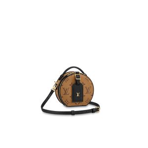 LOUIS VUITTON Petite Boite Chapeau. Authentic quality luxury bag crafted in genuine leather comes with authenticity card, dust bag and gift bag. Crafted Elegance, Embracing Versatility. Crafted with Monogram Reverse canvas, the charming Mini Boîte Chapeau showcases its iconic silhouette and timeless LOUIS VUITTON accents, including the leather name tag and interior malletage quilting. Opening with a convenient zip closure, it unveils a meticulously organized interior with two spacious gusseted compartments. The versatile bag can be styled as a belt bag, elegantly carried by the handle, or gracefully worn on the shoulder using the detachable strap. - KRIS + KIKO LOUIS VUITTON Petite Boite Chapeau. Authentic quality luxury bag crafted in genuine leather comes with authenticity card, dust bag and gift bag. Crafted Elegance, Embracing Versatility. Crafted with Monogram Reverse canvas, the charming Mini Boîte Chapeau showcases its iconic silhouette and timeless LOUIS VUITTON accents, including the leather name tag and interior malletage quilting. Opening with a convenient zip closure, it unveils a meticulously organized interior with two spacious gusseted compartments. The versatile bag can be styled as a belt bag, elegantly carried by the handle, or gracefully worn on the shoulder using the detachable strap.
