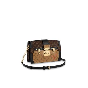 LOUIS VUITTON Trunk Clutch. Authentic quality luxury bag crafted in genuine leather comes with authenticity card, dust bag and gift bag. Style meets functionality in perfect harmony. The Trunk Clutch, designed with a soft-sided silhouette, pays homage to the rich heritage of the House, showcasing exquisite details reminiscent of the iconic LOUIS VUITTON luggage. Crafted in supple yet firm Monogram and Monogram Reverse canvas, this clutch effortlessly combines style with practicality, offering ample space to carry your everyday essentials. Its lightweight nature adds to its charm, making it an essential accessory. Additionally, the clutch features a detachable chain-and-leather strap, providing you with multiple carrying options for this fashionable and distinctive masterpiece. - KRIS + KIKO LOUIS VUITTON Trunk Clutch. Original Quality Clutch including gift box, care book, dust bag, authenticity card. The soft-sided LOUIS VUITTON Trunk Clutch nods to House heritage with a host of details inspired by Louis Vuitton luggage. Supple yet structured, in Monogram and Monogram Reverse canvas, it is also lightweight, with room enough for everyday essentials. A removable chain-and-leather strap multiplies the carry options for this trendy, signature piece.