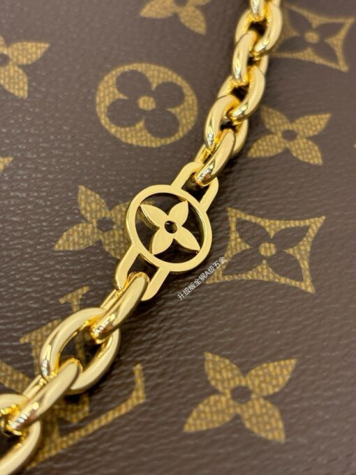LOUIS VUITTON CarryAll BB. Authentic quality luxury bag crafted in genuine leather comes with authenticity card, dust bag and gift bag. Effortless Elegance, Day to Night – The CarryAll BB Reimagined. The iconic CarryAll BB returns this season with a stylish twist, perfect for transitioning from day to evening. Expertly crafted from the House’s signature Monogram canvas, it’s elevated with a gleaming gold-toned chain adorned with Monogram Flowers. Thoughtful details like the contrasting leather name tag and matching lace closure add a refined touch. Inside, a zipped pocket offers a convenient spot to keep your everyday essentials—like a credit card—close at hand.