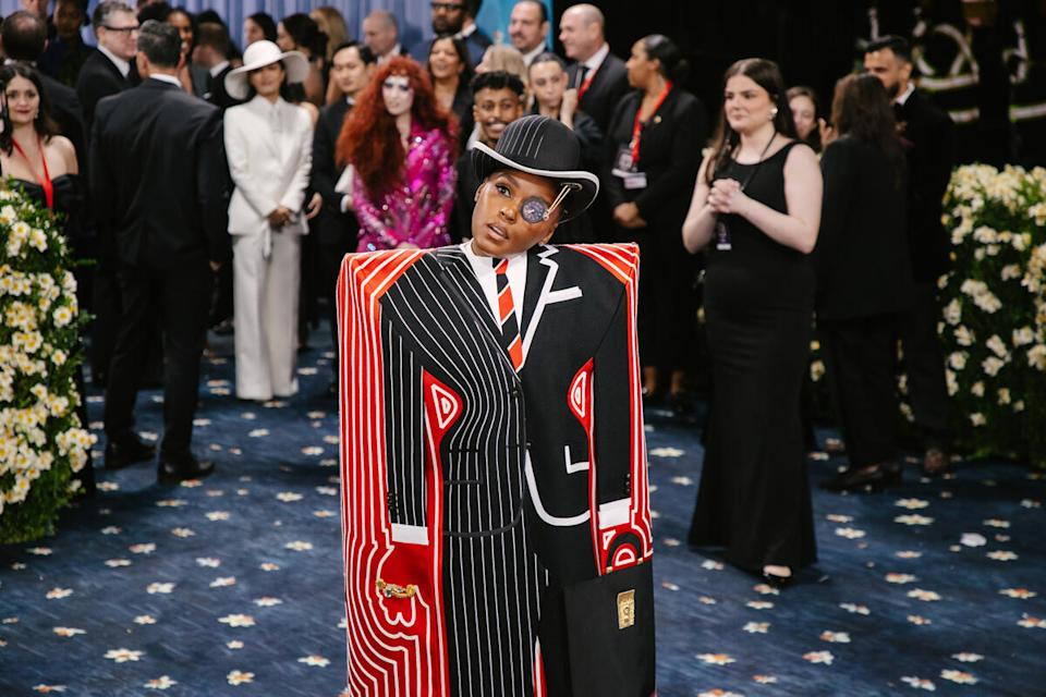 Janelle Monáe in experimental black and white suit at Met Gala 2025 Janelle Monáe in experimental black and white suit at Met Gala 2025