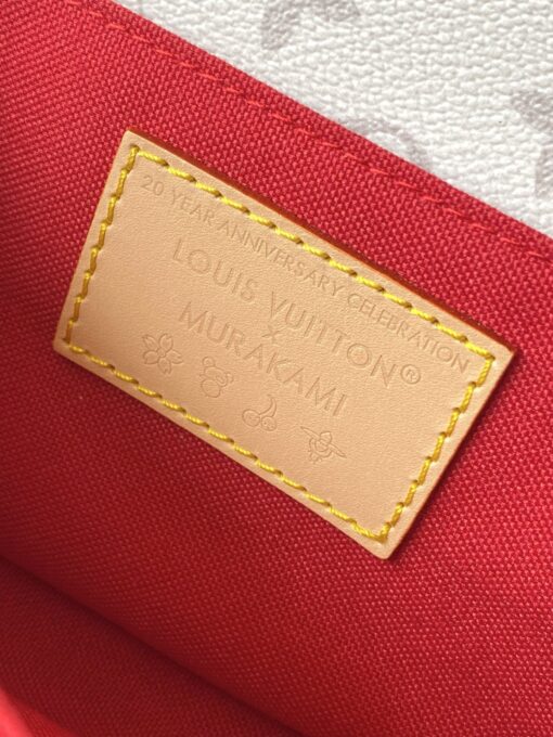 LV x TM Pochette Métis East West.  Authentic quality luxury bag crafted in genuine leather comes with authenticity card, dust bag and gift bag.  Art Meets Elegance. Petite in size, bold in spirit—the Pochette Métis East West returns in bijou proportions as part of the lively second edition of the LV x Murakami collection. Cloaked in the House’s classic Monogram coated canvas, this re-edition dazzles in a soft seasonal hue, punctuated by Murakami’s signature cherry motifs, bursting with playful charm. Inside, three thoughtfully arranged compartments keep essentials stylishly organized for day-to-night versatility. The gleaming gold S-lock closure adds a vintage flourish to this modern mini icon, making it a must-have for collectors and style lovers alike. Where fine art meets functional fashion—this is joy, redefined.
