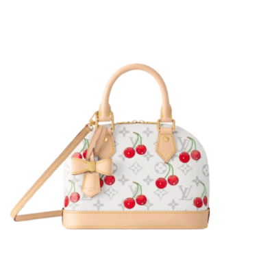 LV x TM Alma BB. Authentic quality luxury bag crafted in genuine leather comes with authenticity card, dust bag and gift bag. A Joyful Icon Reimagined. Playful, artistic, and instantly iconic—the Alma BB returns in a joyful re-edition as part of the celebrated LV x Murakami collection. This petite masterpiece blends the timeless Art Deco-inspired silhouette with Takashi Murakami’s signature whimsy, splashing the House’s Monogram canvas with bold, cherry-bright motifs. Crafted with natural leather accents and finished with polished gold-tone hardware, it features structured Toron top handles and a charming bow-shaped keybell that adds just the right amount of flirt. Compact yet attention-commanding, the Alma BB is a true collectible—full of joy, color, and unmistakable LV heritage. Carry art. Wear happiness. Make a statement.